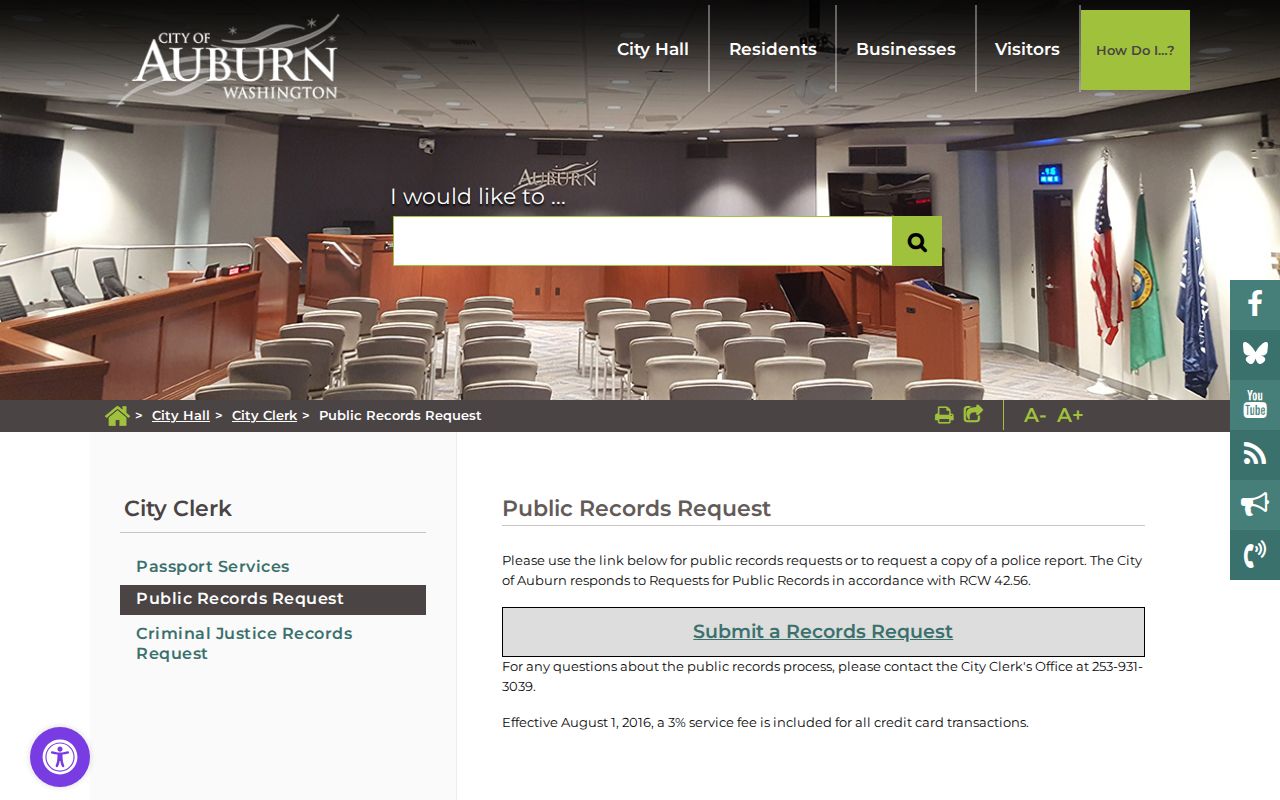 Auburn public records request page