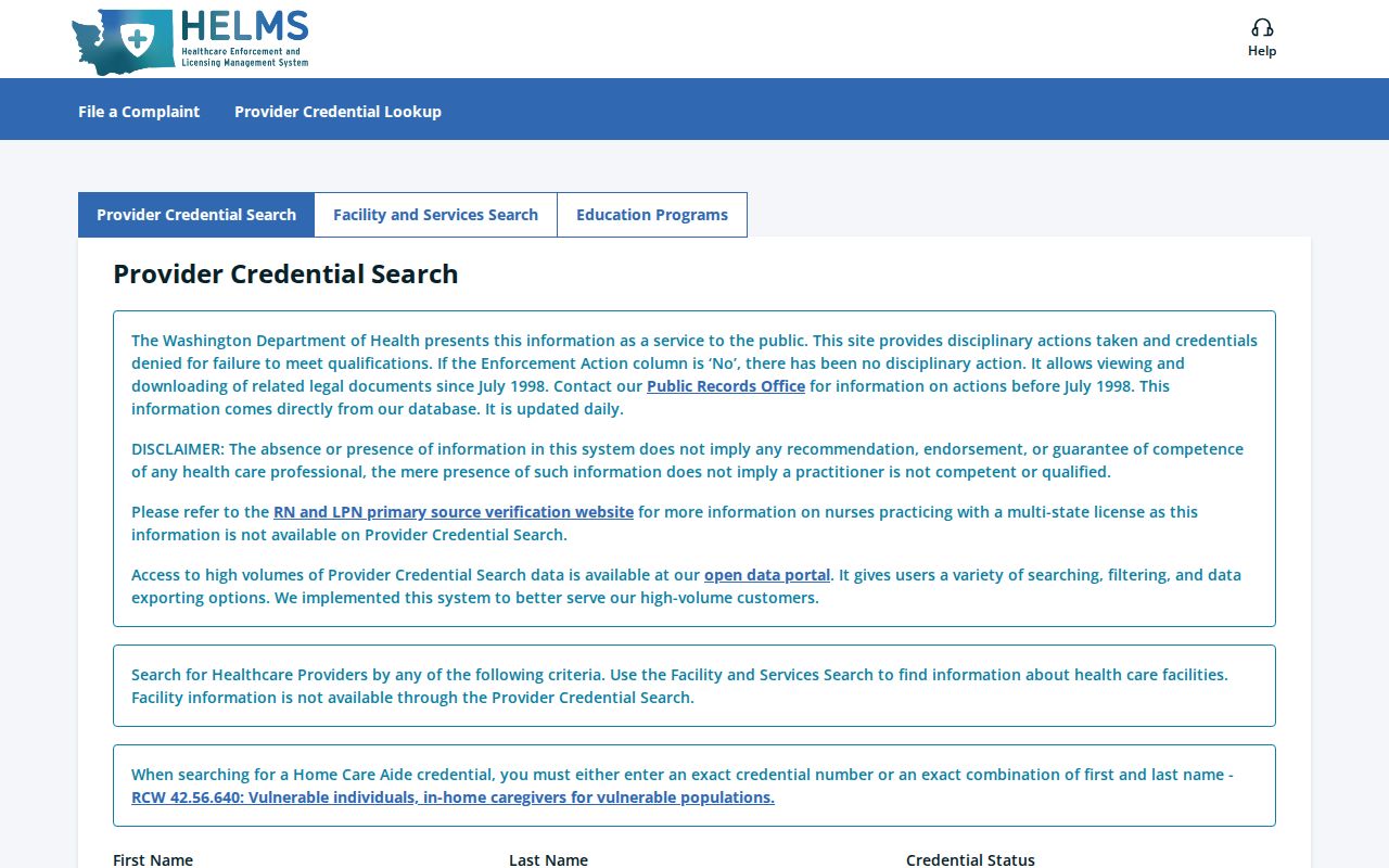 Auburn public records health credential search